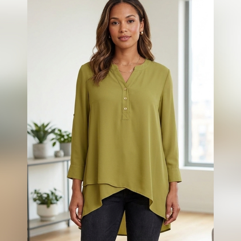 Catherine Malandrino Green Blouse       3/4 Sleeve Size S